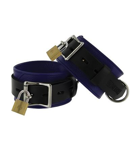 Strict Leather Blue & Black Deluxe Locking Cuffs
