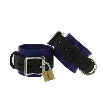 Strict Leather Blue & Black Deluxe Locking Cuffs
