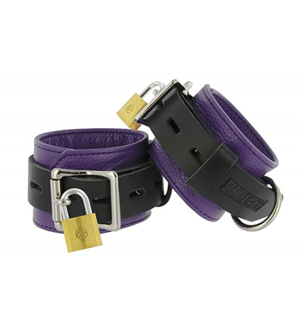Strict Leather Purple & Black Deluxe Locking Cuffs