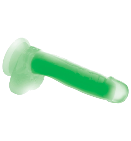 7 Inch Glow-in-the-Dark Silicone Dildo with Balls - Green