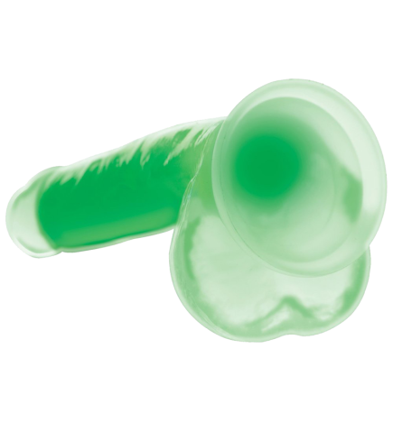 7 Inch Glow-in-the-Dark Silicone Dildo with Balls - Green