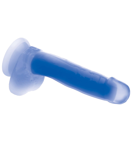 7 Inch Glow-in-the-Dark Silicone Dildo with Balls - Blue