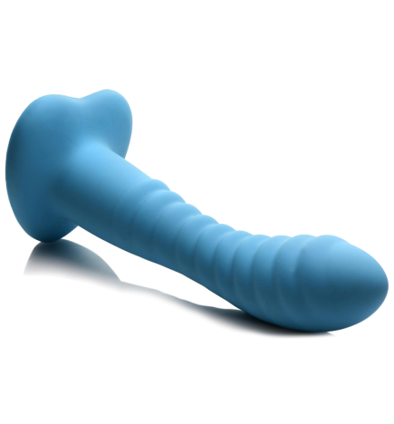 Ribbed Silicone Blue Dildo