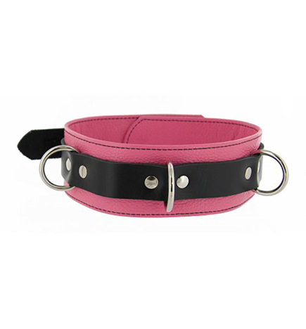 Strict Leather Deluxe Locking Collar - Pink & Black