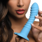 Ribbed Silicone Blue Dildo
