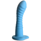 Ribbed Silicone Blue Dildo