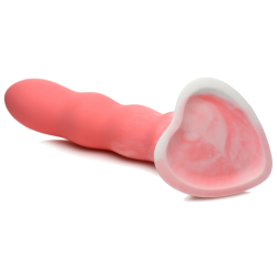 Wavy Silicone Pink and White Dildo
