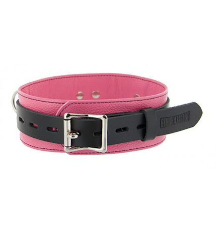 Strict Leather Deluxe Locking Collar - Pink & Black