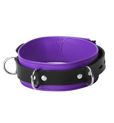 Strict Leather Deluxe Locking Collar - Purple & Black