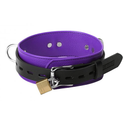 Strict Leather Deluxe Locking Collar - Purple & Black