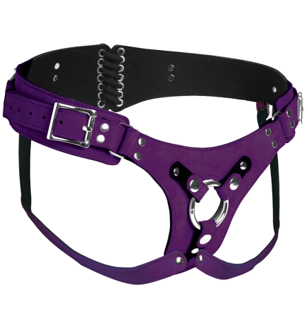 Bodice Deluxe Leather Corset Harness - Purple