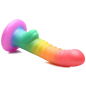 Ribbed Rainbow Silicone Dildo