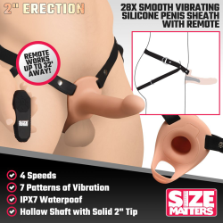 2 Inch Erection 28X Smooth Vibrating Penis Sheath - Light