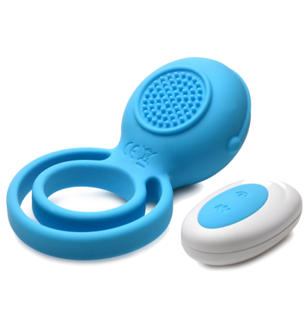 Love Loops 10X Silicone Cock Ring with Remote - Blue