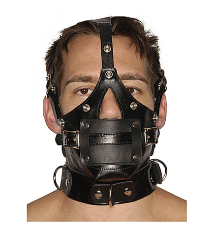 Strict Leather Premium Muzzle with Blindfold and Gags