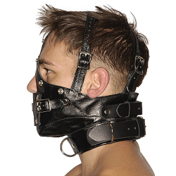 Strict Leather Premium Muzzle with Blindfold and Gags
