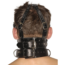 Strict Leather Premium Muzzle with Blindfold and Gags