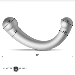 10X Vibra-Crescent Vibrating Silicone Dual-Ended Dildo - Silver