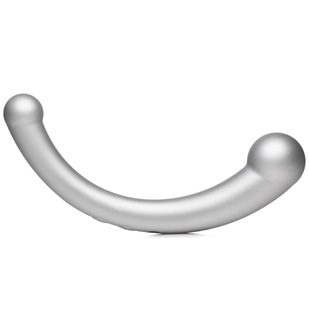 10X Vibra-Crescent Vibrating Silicone Dual-Ended Dildo - Silver