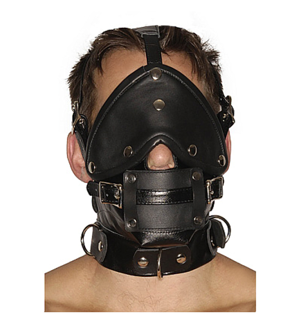 Strict Leather Premium Muzzle with Blindfold and Gags