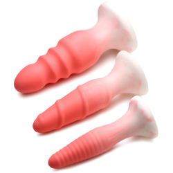 3 Piece Silicone Butt Plug Set - Pink