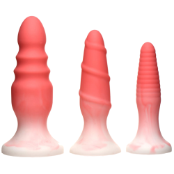 3 Piece Silicone Butt Plug Set - Pink