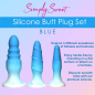 3 Piece Silicone Butt Plug Set - Blue