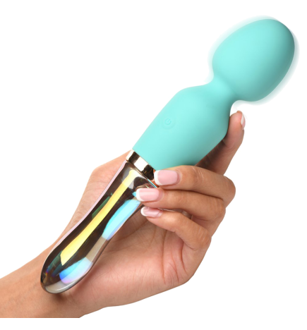 10X Turquoise Dual Ended Silicone and Glass Wand