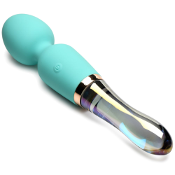 10X Turquoise Dual Ended Silicone and Glass Wand