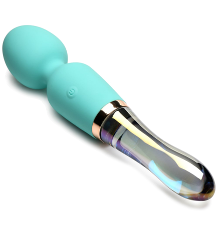 10X Turquoise Dual Ended Silicone and Glass Wand