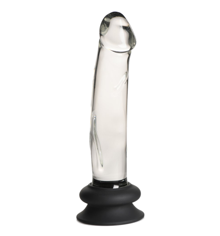 Glass Dildo with Silicone Base - 7.6 Inch
